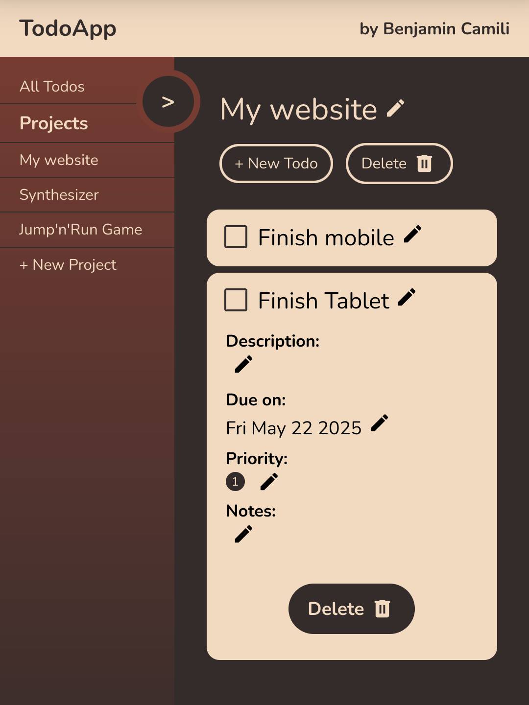 Screenshot Web-App TodoApp