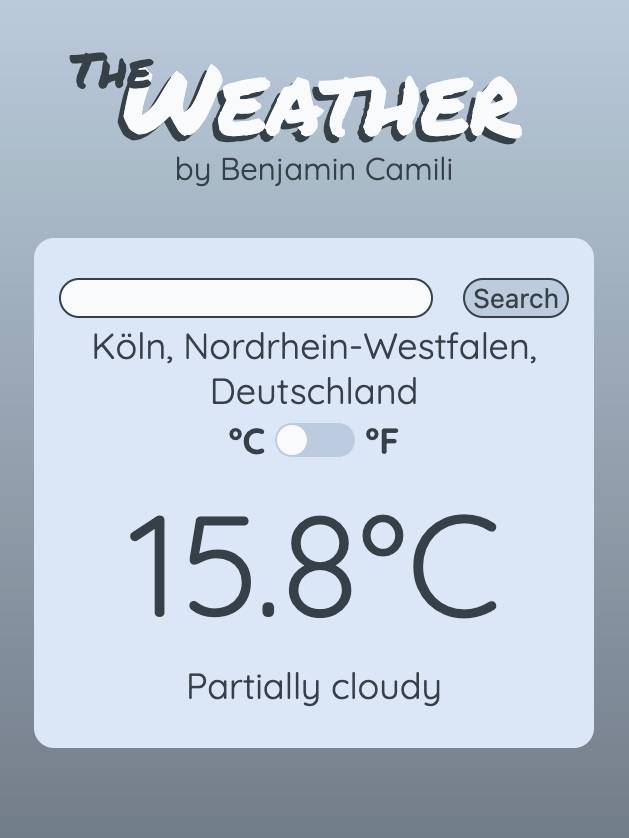 Screenshot der Web-App The Weather